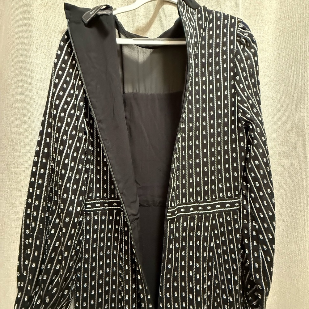 BCBGMaxAzria Sheer Yoke Polka Dot Midi Dress Dark Academia Long Sleeve 0 - Picture 5 of 12